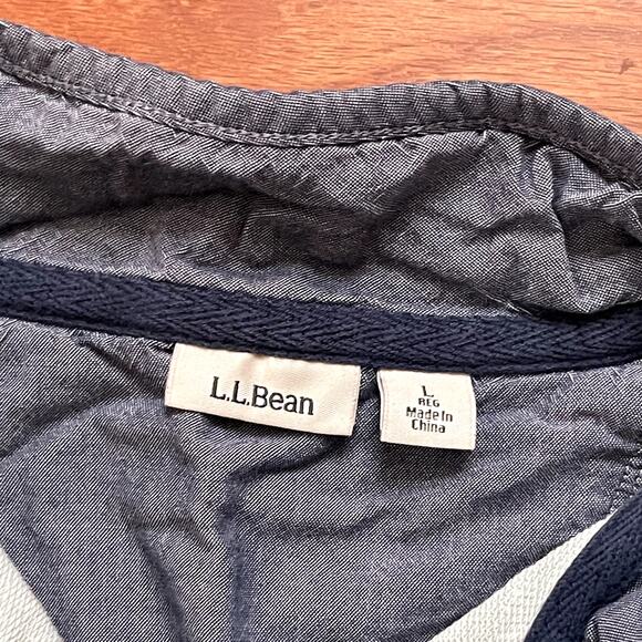 L.L. Bean Light Blue and Gray Quarter Button Up Pullover Sweater Size Large - Picture 4 of 5